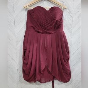 Elegant Burgundy Strapless Dress Size 10